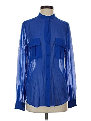 BCBGMAXAZRIA Long Sleeve Silk Top (view 1)