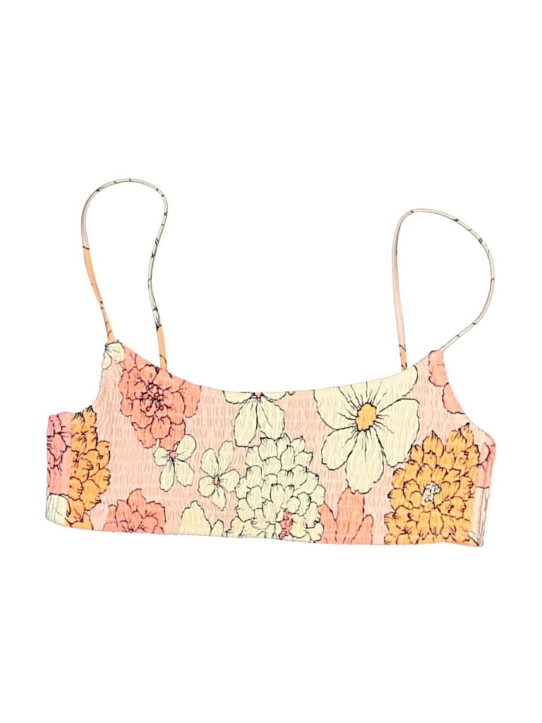 Pre-owned Triangl Swimsuit Top Ivory Floral Pattern Swimwear