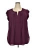 Daniel Rainn 100% Polyester Burgundy Short Sleeve Blouse Size 2X - photo 1