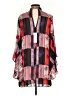 BCBGeneration 100% Polyester Floral Graphic Checkered-gingham Color Block Black Pink Casual Dress Size XS - photo 2