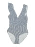 Unbranded Stripes Gray One Piece Swimsuit Size M - photo 1