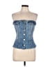 Zara 100% Cotton Blue Tube Top Size XL - photo 1