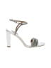 Badgley Mischka Silver White Sandals Size 8 1/2 - photo 1