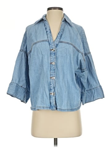 Zara 3/4 Sleeve Button-Down Shirt (view 1)