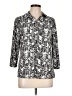 212 Collection Print Silver 3/4 Sleeve Button-Down Shirt Size L - photo 1