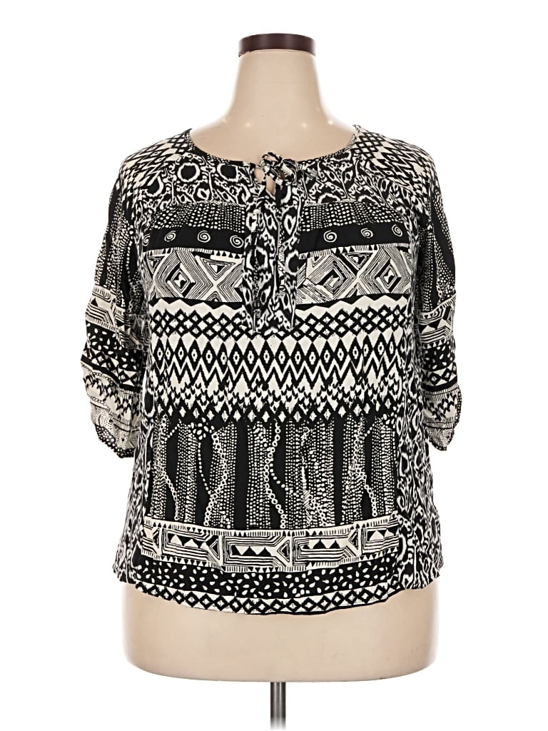 Pre-owned Elementz 3/4 Sleeve Blouse In Black