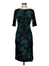 Connected Apparel Paisley Damask Jacquard Black Teal Cocktail Dress Size 8 - photo 1
