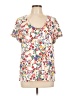 t.la Floral Ivory Short Sleeve Blouse Size L - photo 1