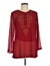 Ninety 100% Polyester Burgundy Long Sleeve Blouse Size M - photo 1