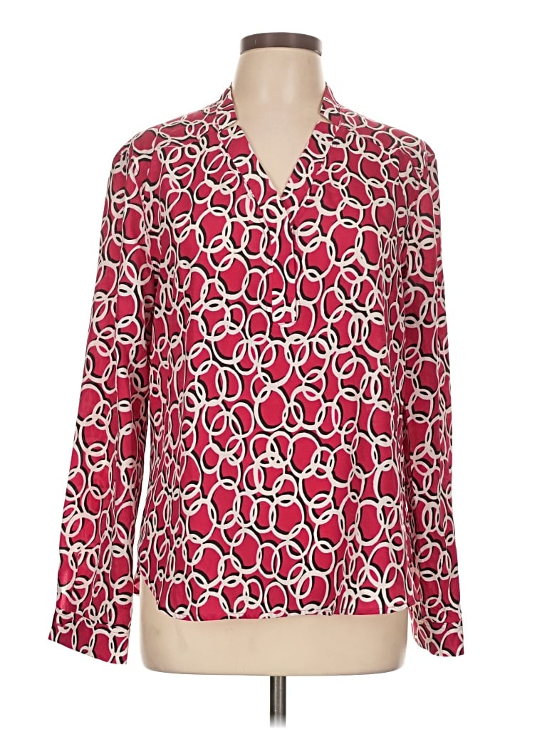 Pre-owned Jones Studio Long Sleeve Blouse In Red
