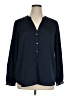 Ann Taylor Factory 100% Polyester Blue Long Sleeve Blouse Size XL - photo 1