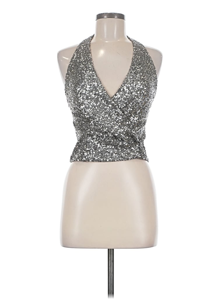 Zara Sleeveless Blouse In Silver