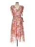 DKNY 100% Polyester Floral Tropical Orange Pink Cocktail Dress Size 12 - photo 1