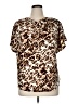 Anne Klein Animal Print Brown Short Sleeve Blouse Size XL - photo 1