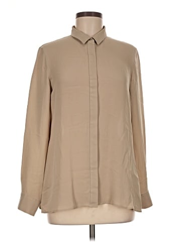 Theory Long Sleeve Silk Top (view 1)