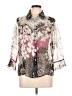 Nicola 100% Polyester Print Silver 3/4 Sleeve Blouse Size L - photo 1