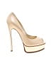 Casadei 100% Leather Solid Gold Ivory Heels Size 9 - photo 1