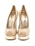 Casadei 100% Leather Solid Gold Ivory Heels Size 9 - photo 2