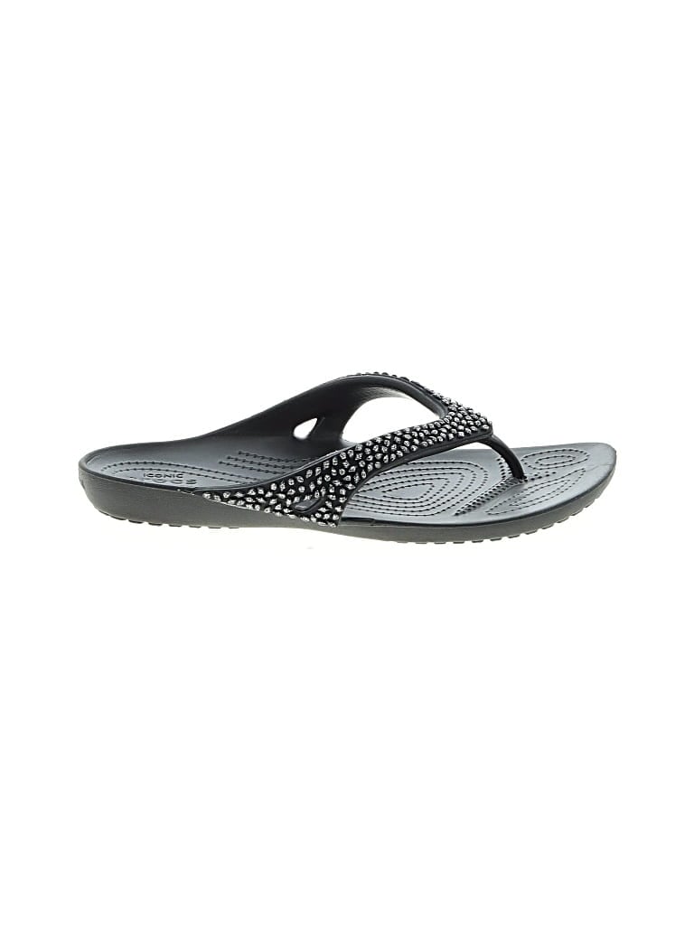 Pre-owned Crocs Flip Flops In Black