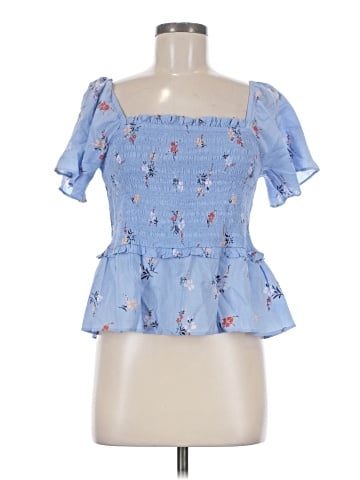 Madewell Smocked Flutter-Sleeve Top in Aloha Floral (view 1)