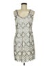 Aqua 100% Polyester Argyle Silver Cocktail Dress Size 6 - photo 1