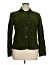 Talbots 100% Cotton Paisley Jacquard Floral Green Blazer Size 14 - photo 1