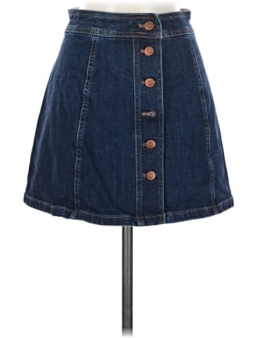 Madewell Stretch Denim A-Line Mini Skirt: Button-Front Edition (view 1)