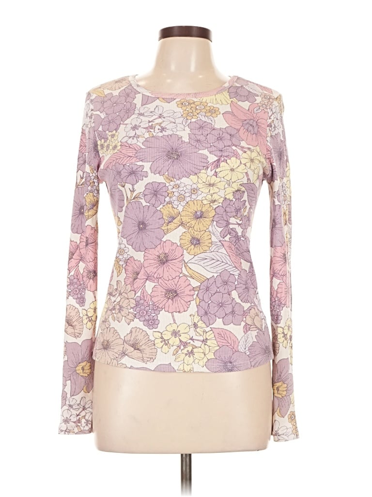 Pre-owned T.la Long Sleeve Top Purple Boatneck Tops