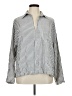 Max Studio Stripes Silver Long Sleeve Blouse Size XL - photo 1