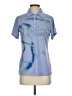Emerald 18 Graphic Blue Short Sleeve Blouse Size S - photo 1