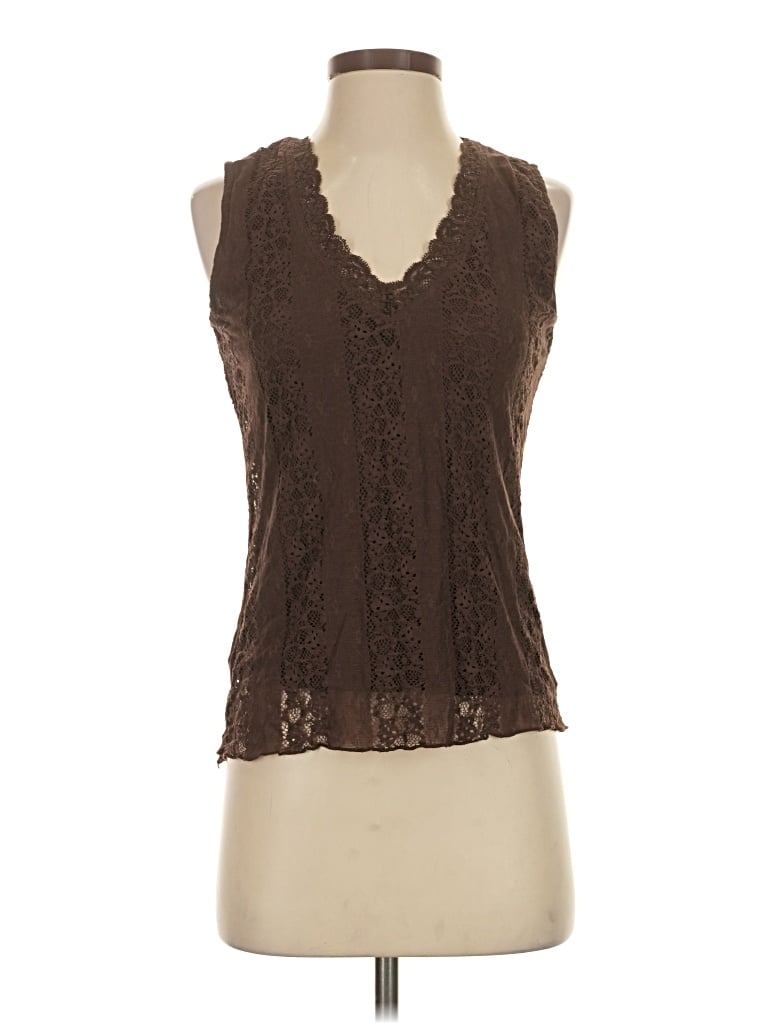 Pre-owned Covington Sleeveless Blouse In Brown