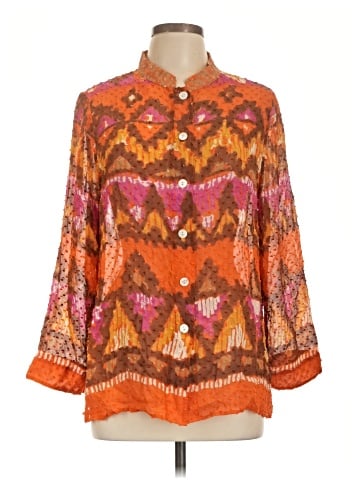 Laura Ashley Long Sleeve Silk Top (view 1)