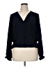 Topshop 100% Polyester Blue Long Sleeve Blouse Size 14 - photo 1