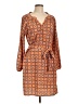 Mud Pie 100% Polyester Print Orange Casual Dress Size L - photo 1