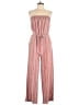 No Boundaries 100% Recycled Polyester Stripes Pink Jumpsuit Size 8 - 10 - photo 1