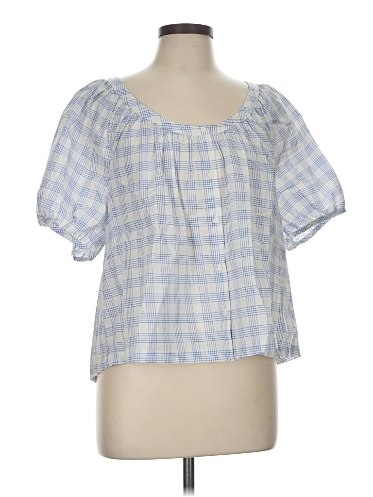 Pre-owned Universal Thread Short Sleeve Blouse In Blue