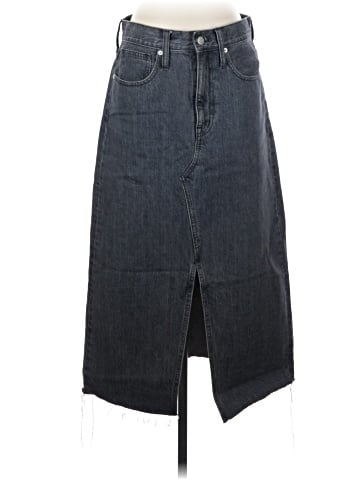 Madewell Rigid Denim A-Line Midi Skirt in Castlerock Wash (view 1)