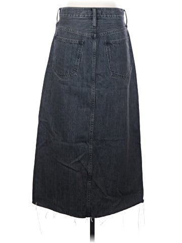Madewell Rigid Denim A-Line Midi Skirt in Castlerock Wash (view 2)