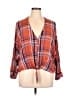 Express 100% Rayon Plaid Orange 3/4 Sleeve Blouse Size XL - photo 1