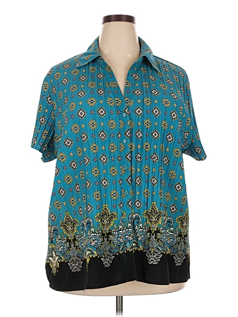 Pre-owned Apt. 9 Short Sleeve Blouse In Teal