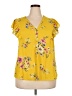 DR2 100% Polyester Yellow Short Sleeve Blouse Size XXL - photo 1