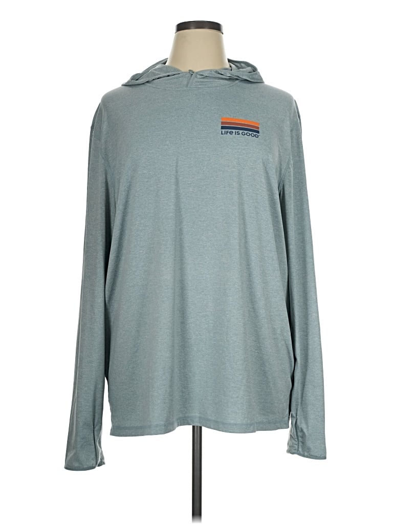 Pre-owned Life Is Good Pullover Hoodie In Teal