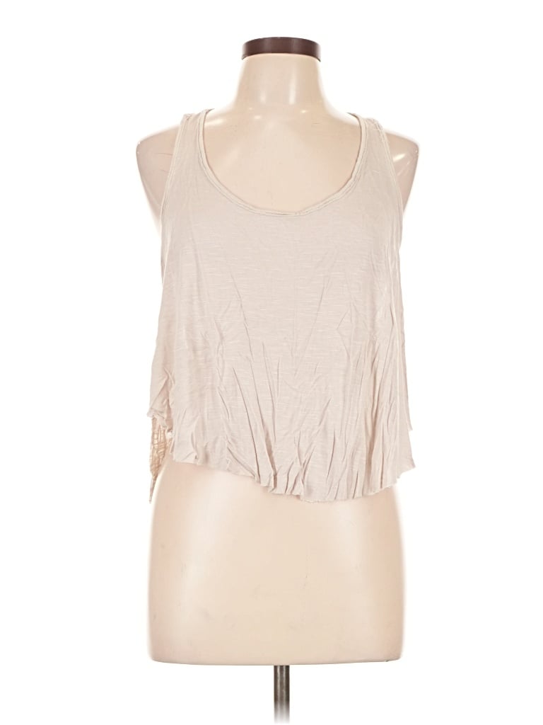 Pre-owned En Creme Tank Top Tan Halter Neckline Tops