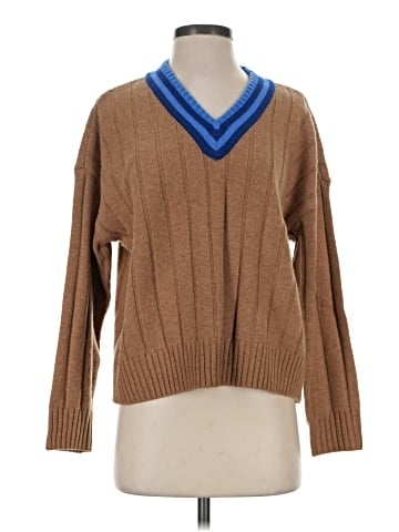 Madewell Tipped V-Neck Oversized Sweater (view 1)