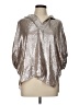 Entro 100% Polyester Metallic Silver 3/4 Sleeve Blouse Size L - photo 1