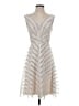 Muse 100% Polyester Chevron-herringbone Silver Cocktail Dress Size 4 - photo 1