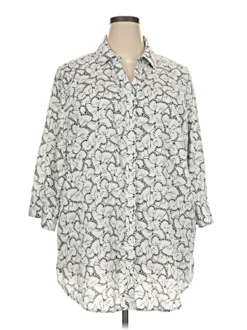 Foxcroft 3/4 Sleeve Button-Down Shirt (view 1)