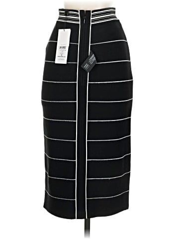 Herve Leger Striped Bandage Midi Skirt (view 2)