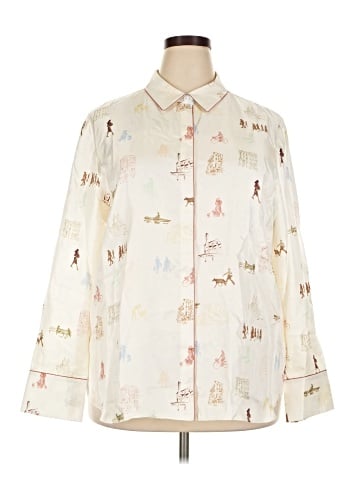 Lafayette 148 New York Long Sleeve Silk Top (view 1)