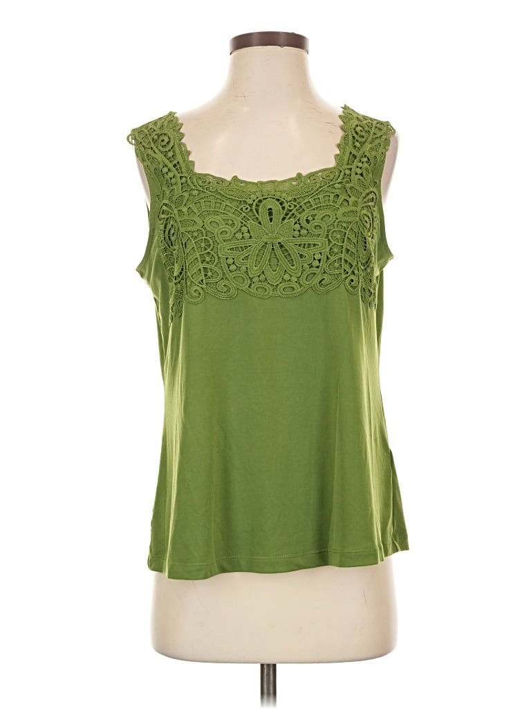 Pre-owned Susan Graver Sleeveless Top Green Sweetheart Neckline Tops